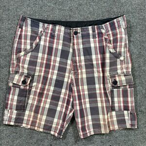 Livergy Mens Cargo Shorts EU 52/54 Plaid Cotton Casual Utility Multi Pocket